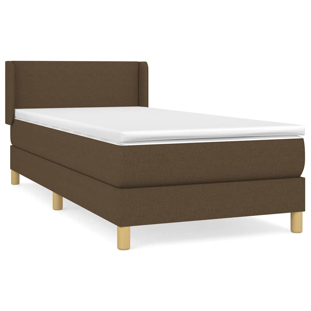 Giroletto a Molle con Materasso Marrone Scuro 90x190cm Tessuto