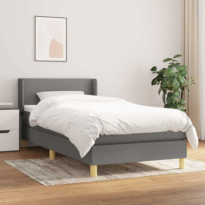 Giroletto a Molle con Materasso Grigio Scuro 90x200 cm Tessuto