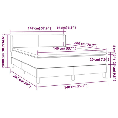 Giroletto a Molle con Materasso Grigio Chiaro 140x200cm Tessuto | homemem39