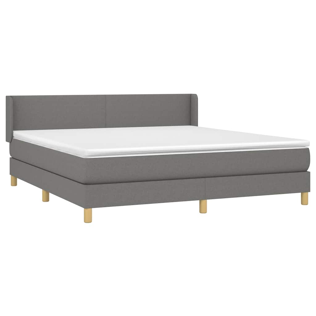 Giroletto a Molle con Materasso Grigio Scuro 160x200 cm Tessuto