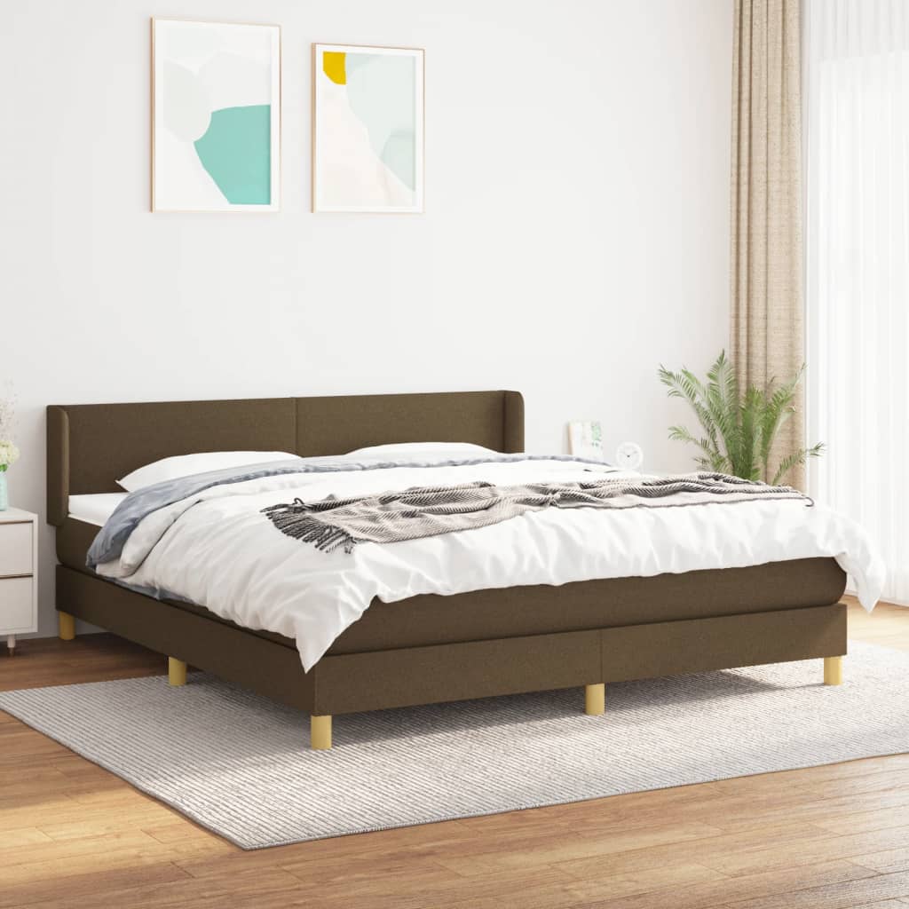 Giroletto a Molle con Materasso Marrone Scuro 160x200cm Tessuto | homemem39