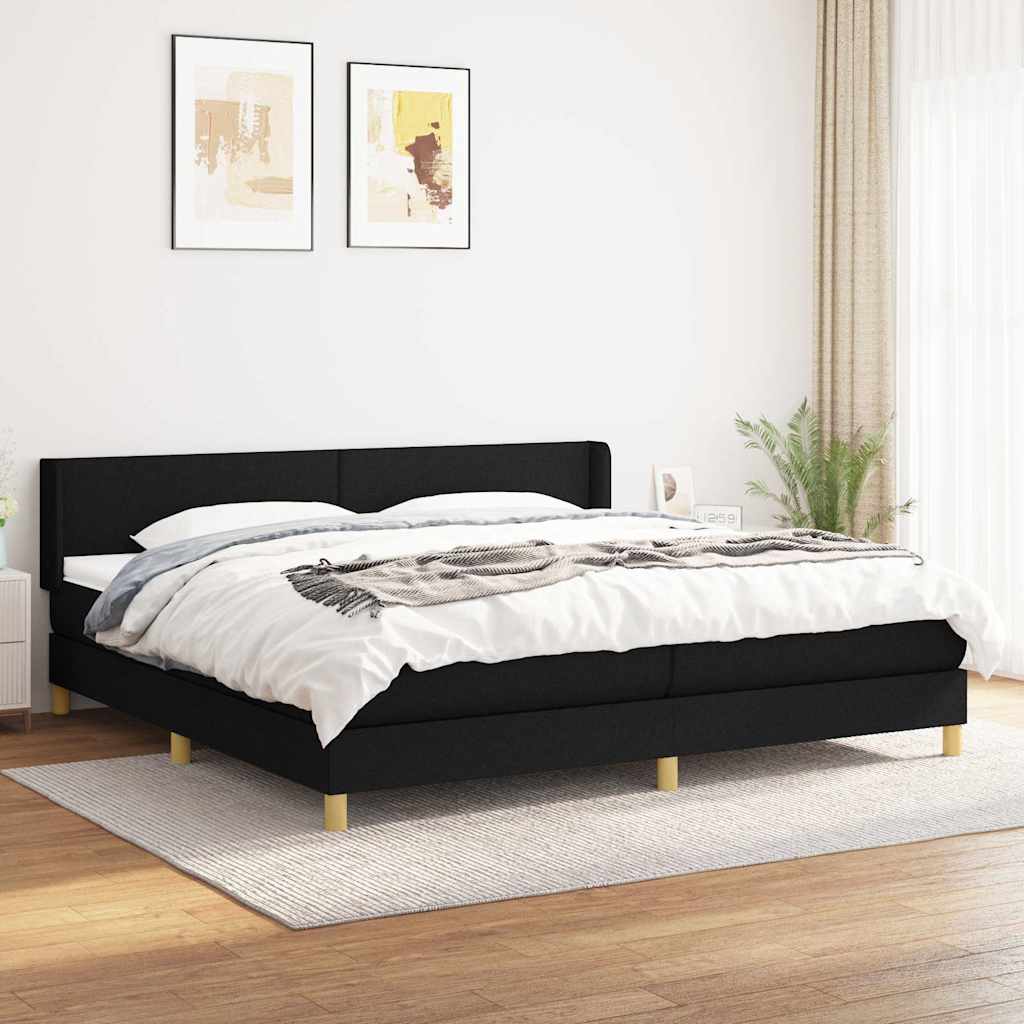 Giroletto a Molle con Materasso Nero 200x200 cm in Tessuto