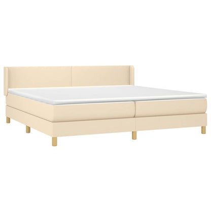 Giroletto a Molle con Materasso Crema 200x200 cm in Tessuto | homemem39