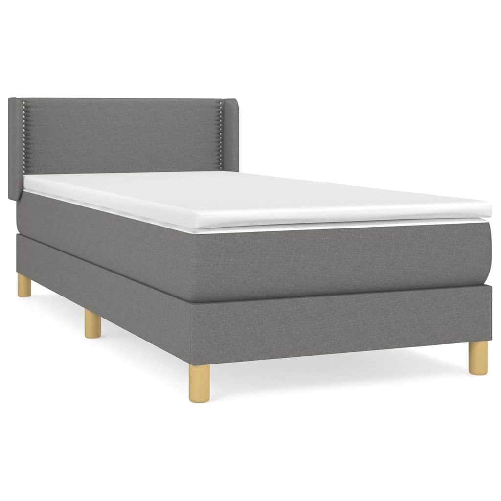 Giroletto a Molle con Materasso Grigio Scuro 90x200 cm Tessuto