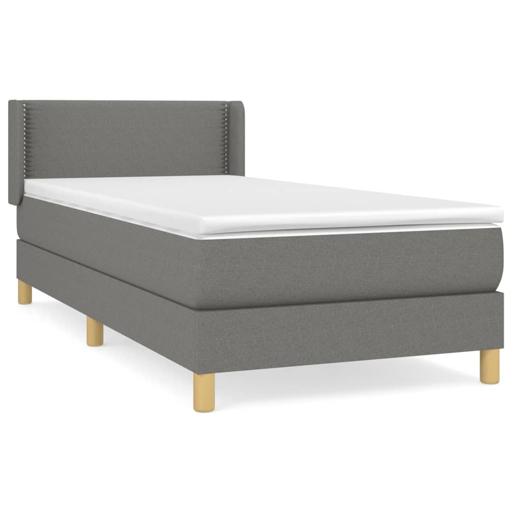 Giroletto a Molle con Materasso Grigio Scuro 100x200 cm Tessuto | homemem39