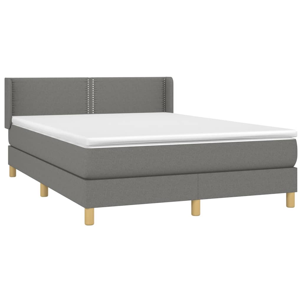 Giroletto a Molle con Materasso Grigio Scuro 140x200cm Tessuto | homemem39