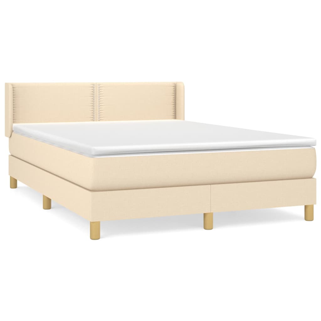 Giroletto a Molle con Materasso Crema 140x200 cm in Tessuto | homemem39