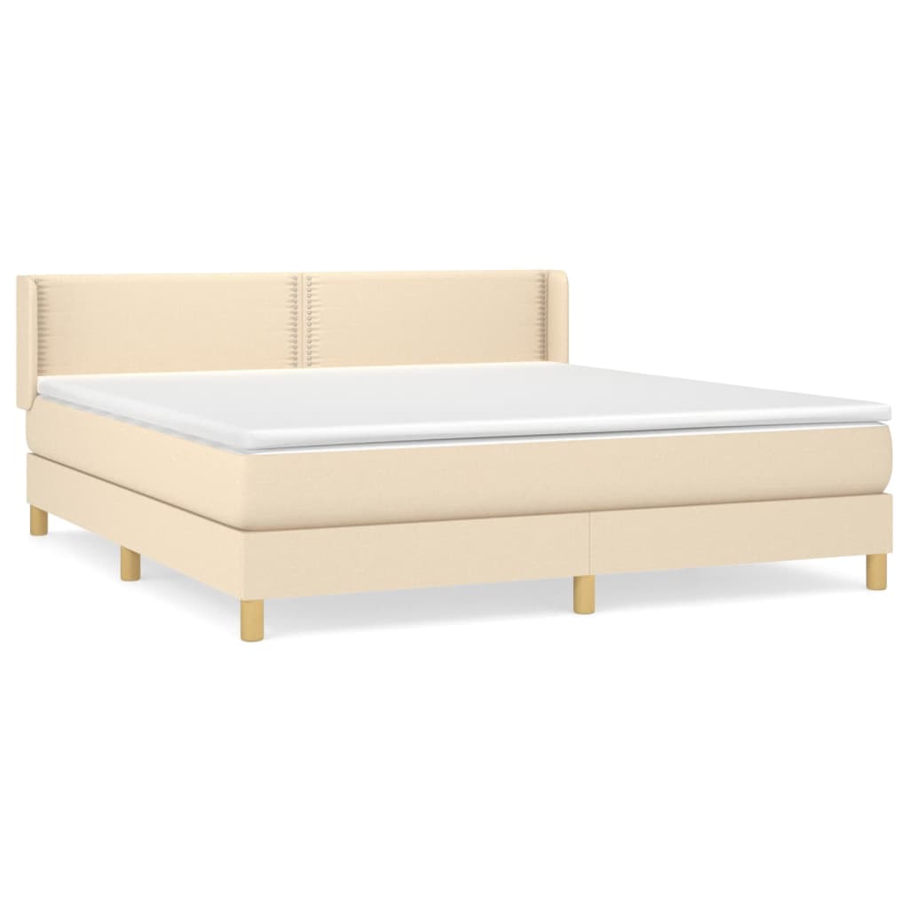 Giroletto a Molle con Materasso Crema 180x200 cm in Tessuto | homemem39