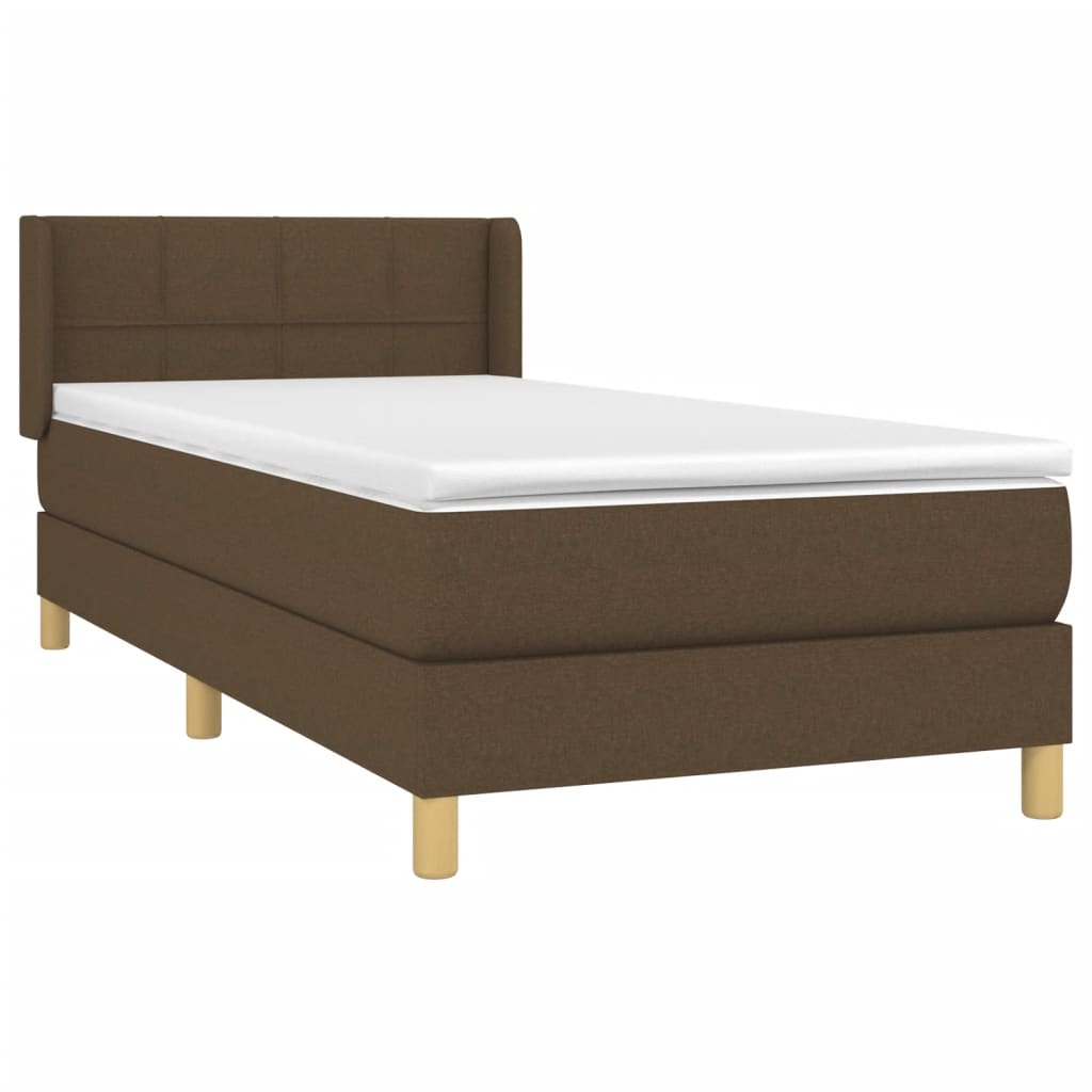 Giroletto a Molle con Materasso Marrone Scuro 80x200 cm Tessuto | homemem39