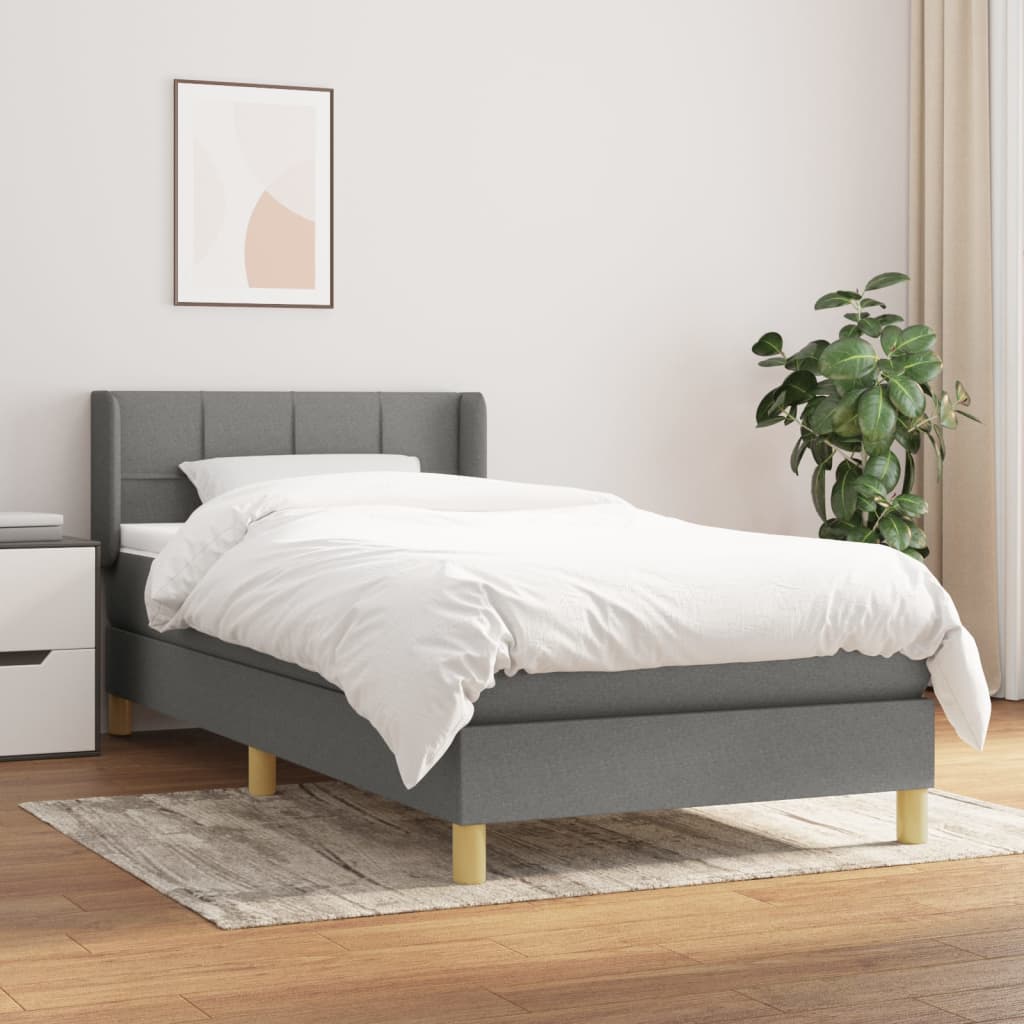 Giroletto a Molle con Materasso Grigio Scuro 90x190 cm Tessuto | homemem39