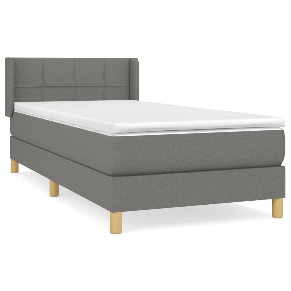 Giroletto a Molle con Materasso Grigio Scuro 90x200 cm Tessuto | homemem39