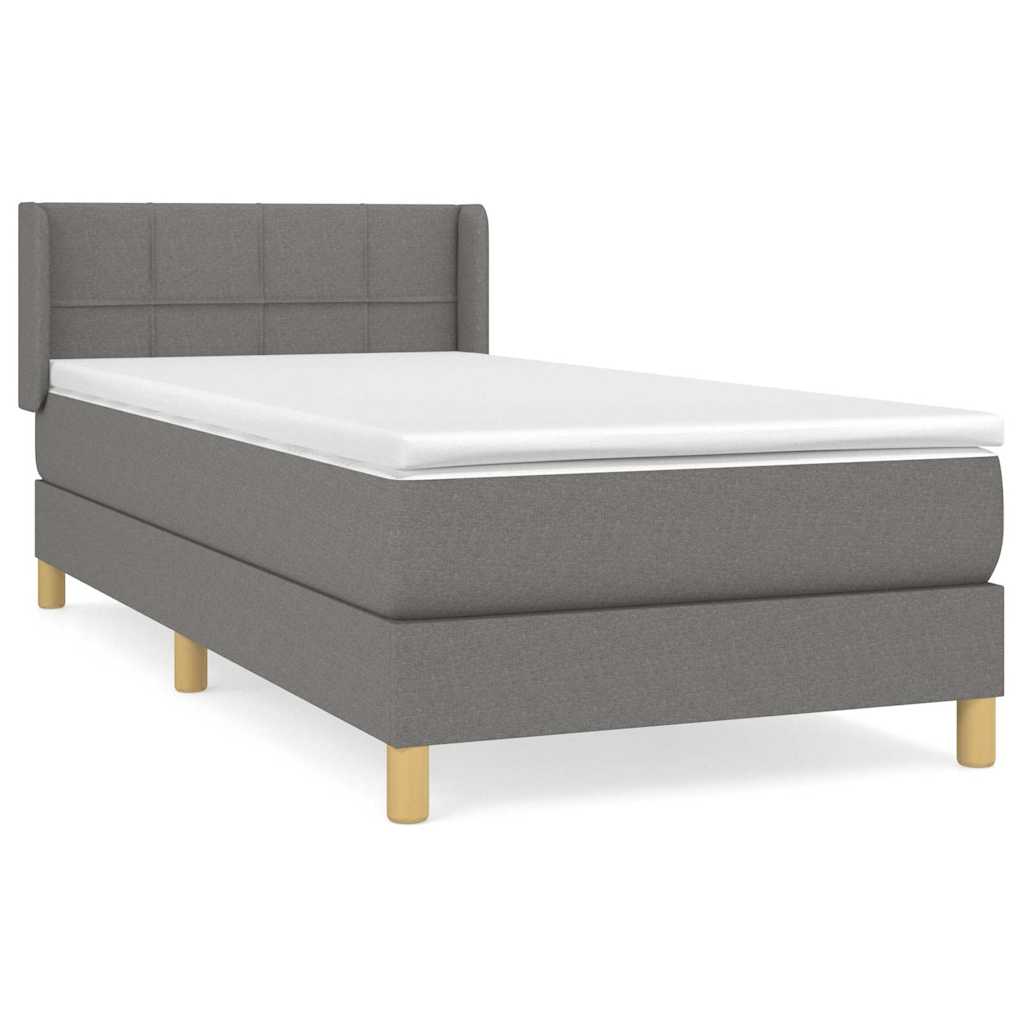 Giroletto a Molle con Materasso Grigio Scuro 100x200 cm Tessuto