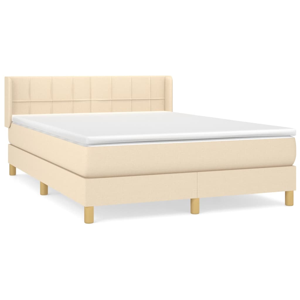 Giroletto a Molle con Materasso Crema 140x200 cm in Tessuto | homemem39
