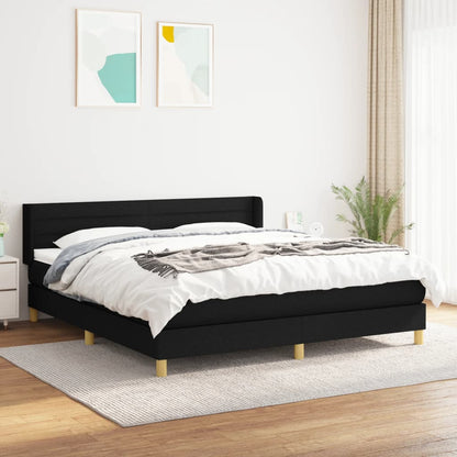 Giroletto a Molle con Materasso Nero 160x200 cm in Tessuto | homemem39