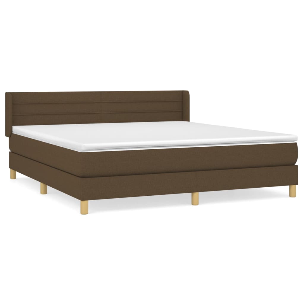 Giroletto a Molle con Materasso Marrone Scuro 160x200cm Tessuto | homemem39