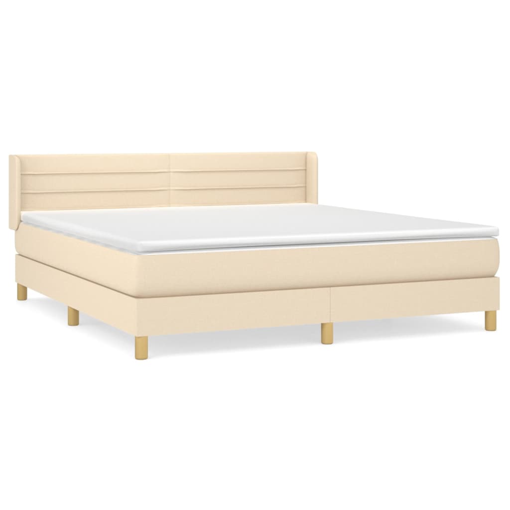 Giroletto a Molle con Materasso Crema 180x200 cm in Tessuto