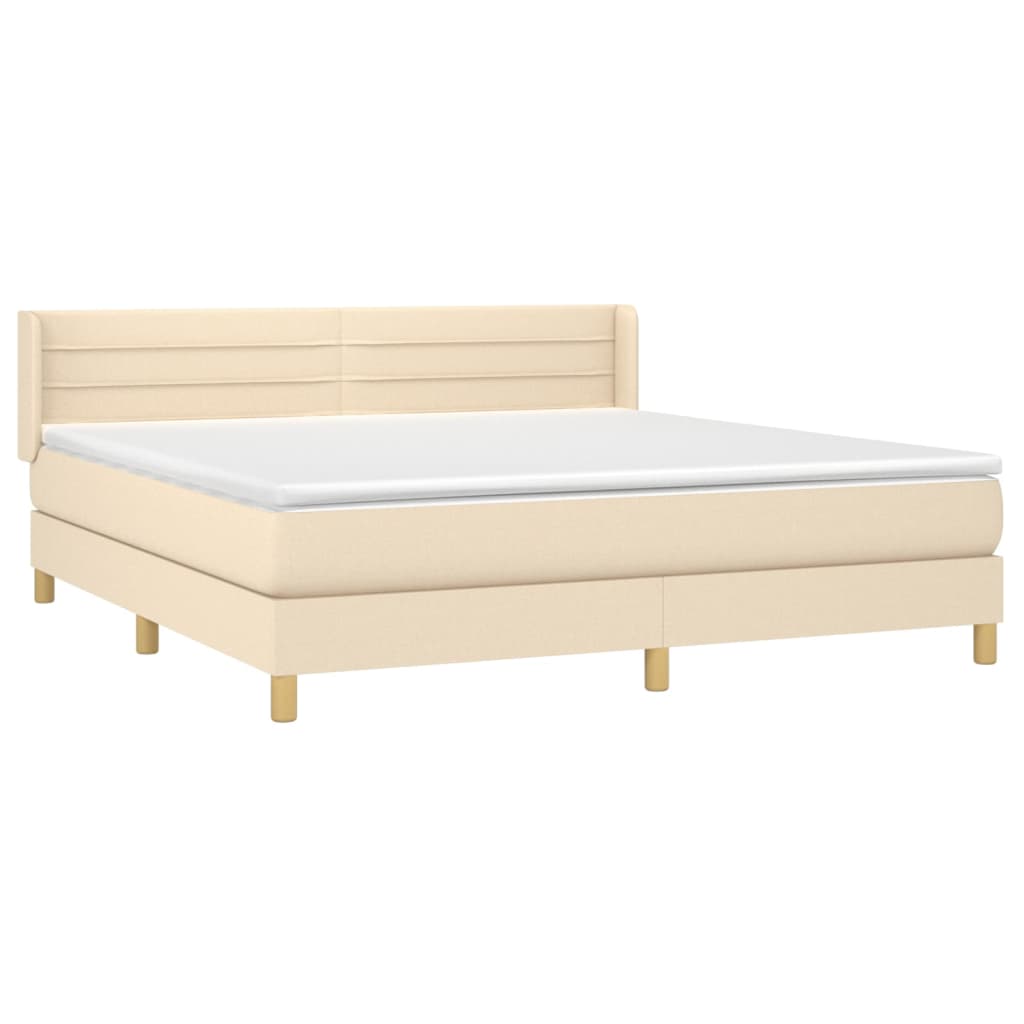 Giroletto a Molle con Materasso Crema 180x200 cm in Tessuto | homemem39