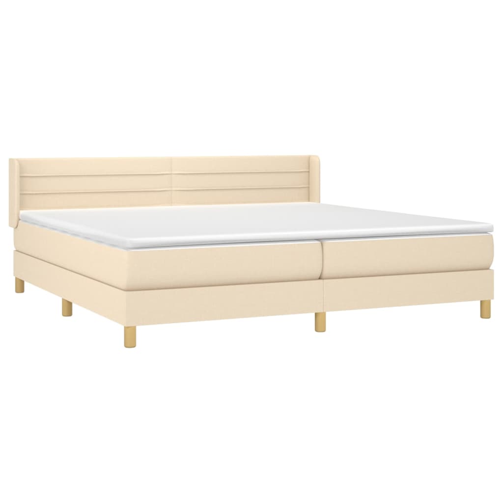 Giroletto a Molle con Materasso Crema 200x200 cm in Tessuto | homemem39