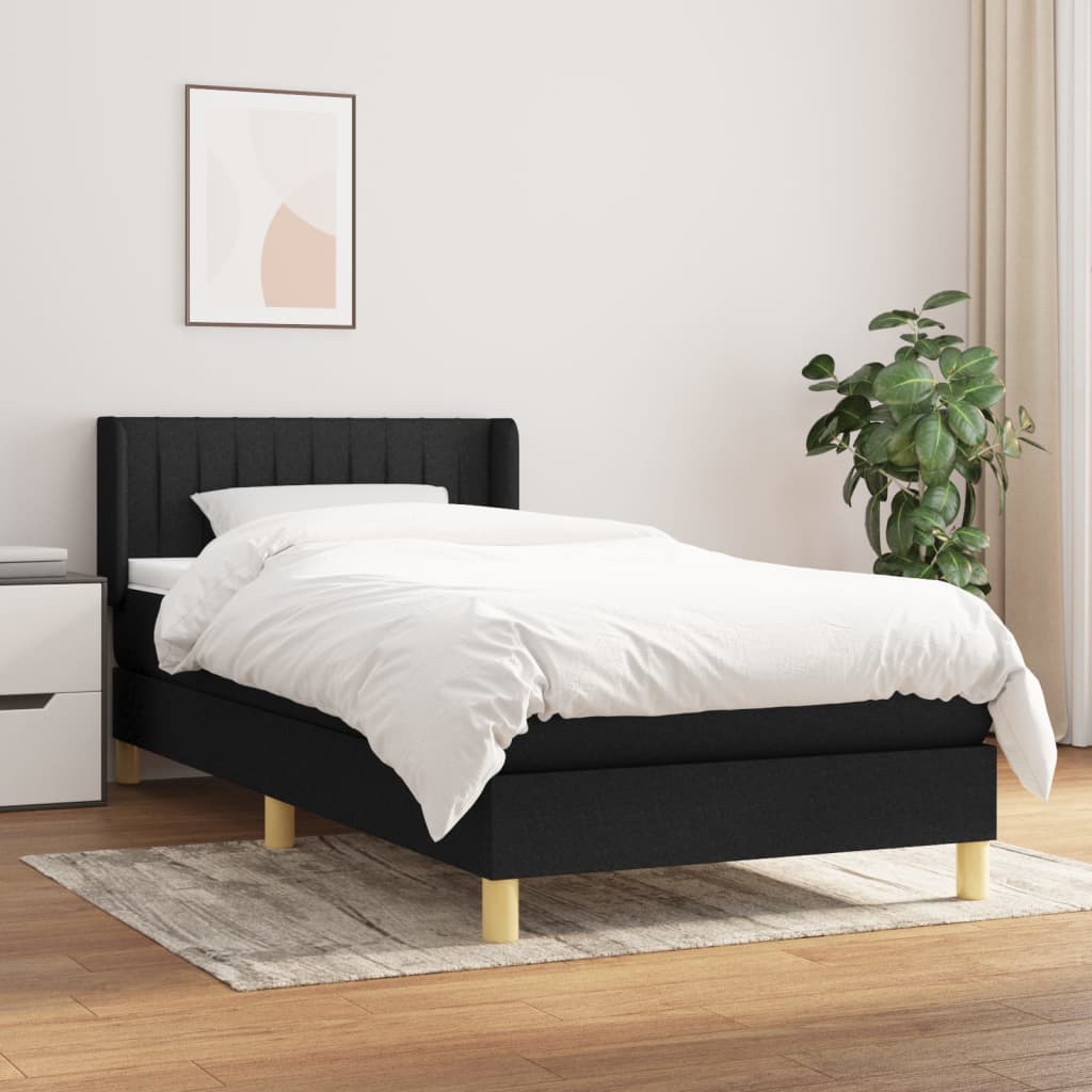 Giroletto a Molle con Materasso Nero 90x200 cm in Tessuto | homemem39