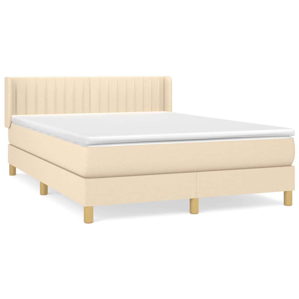 Giroletto a Molle con Materasso Crema 140x19 cm in Tessuto | homemem39