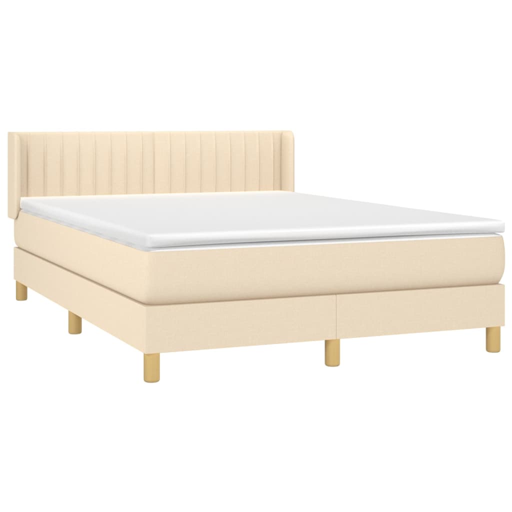 Giroletto a Molle con Materasso Crema 140x19 cm in Tessuto | homemem39