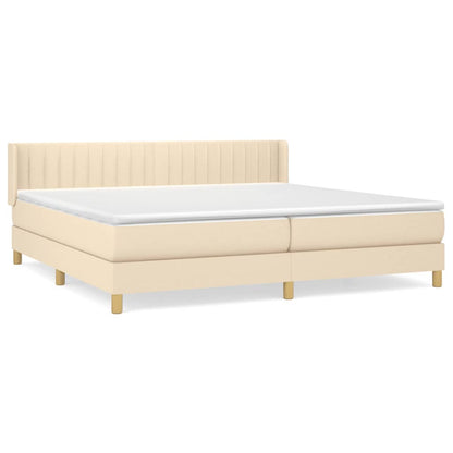Giroletto a Molle con Materasso Crema 200x200 cm in Tessuto | homemem39
