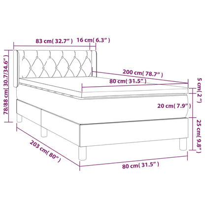 Giroletto a Molle con Materasso Grigio Chiaro 80x200 cm Tessuto | homemem39