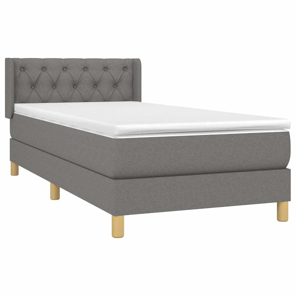 Giroletto a Molle con Materasso Grigio Scuro 80x200 cm Tessuto