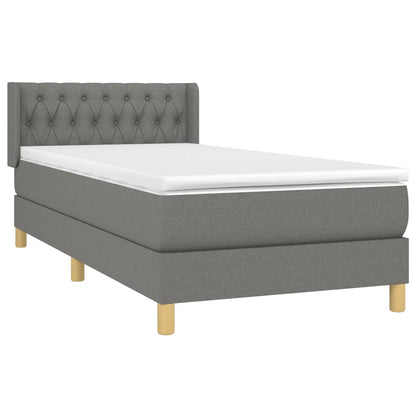 Giroletto a Molle con Materasso Grigio Scuro 90x190 cm Tessuto | homemem39