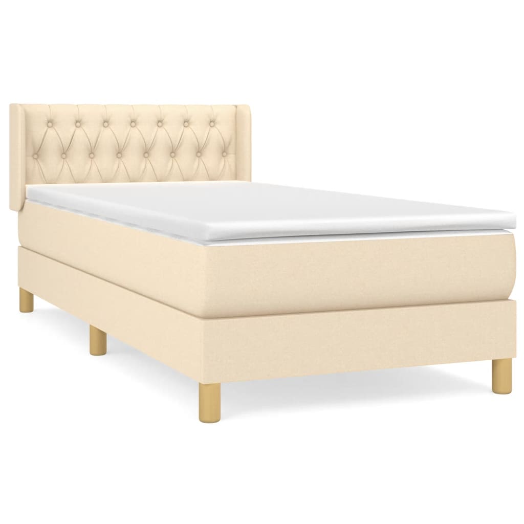 Giroletto a Molle con Materasso Crema 90x190 cm in Tessuto | homemem39