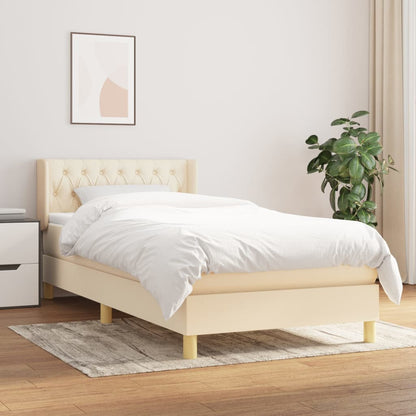 Giroletto a Molle con Materasso Crema 90x190 cm in Tessuto | homemem39