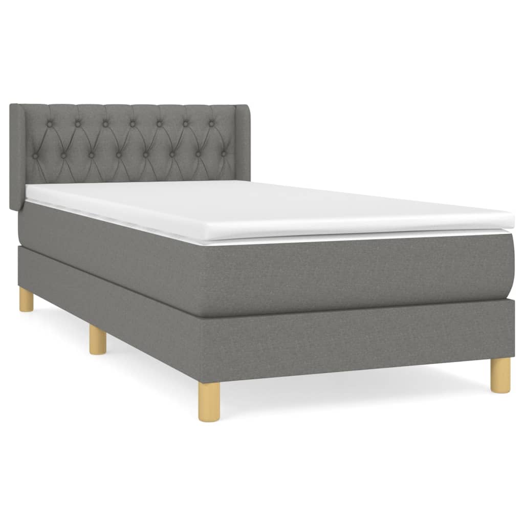 Giroletto a Molle con Materasso Grigio Scuro 100x200 cm Tessuto | homemem39