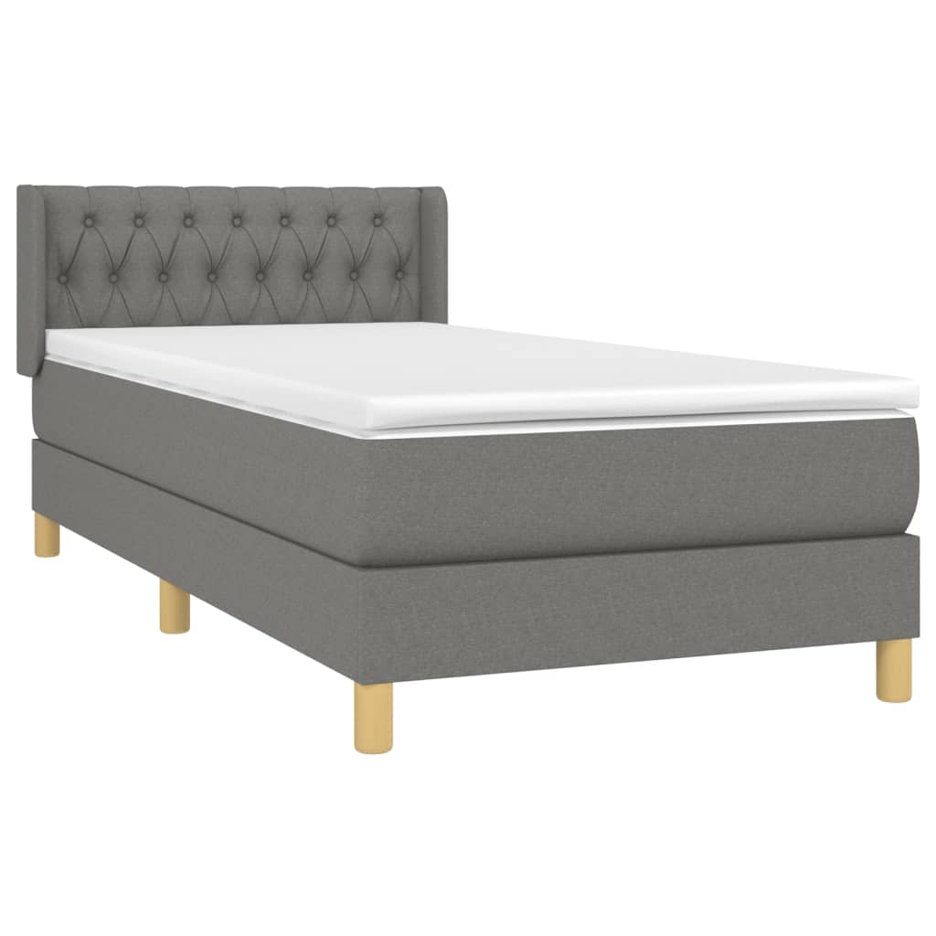 Giroletto a Molle con Materasso Grigio Scuro 100x200 cm Tessuto | homemem39