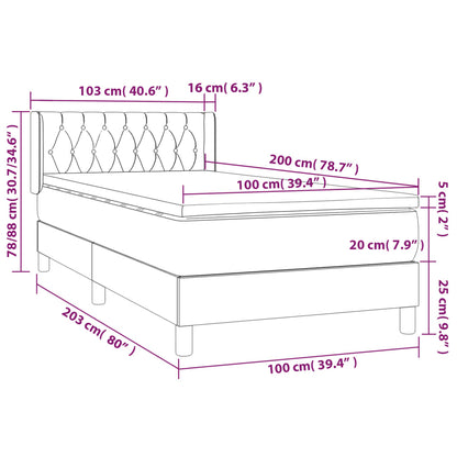 Giroletto a Molle con Materasso Blu 100x200 cm in Tessuto | homemem39