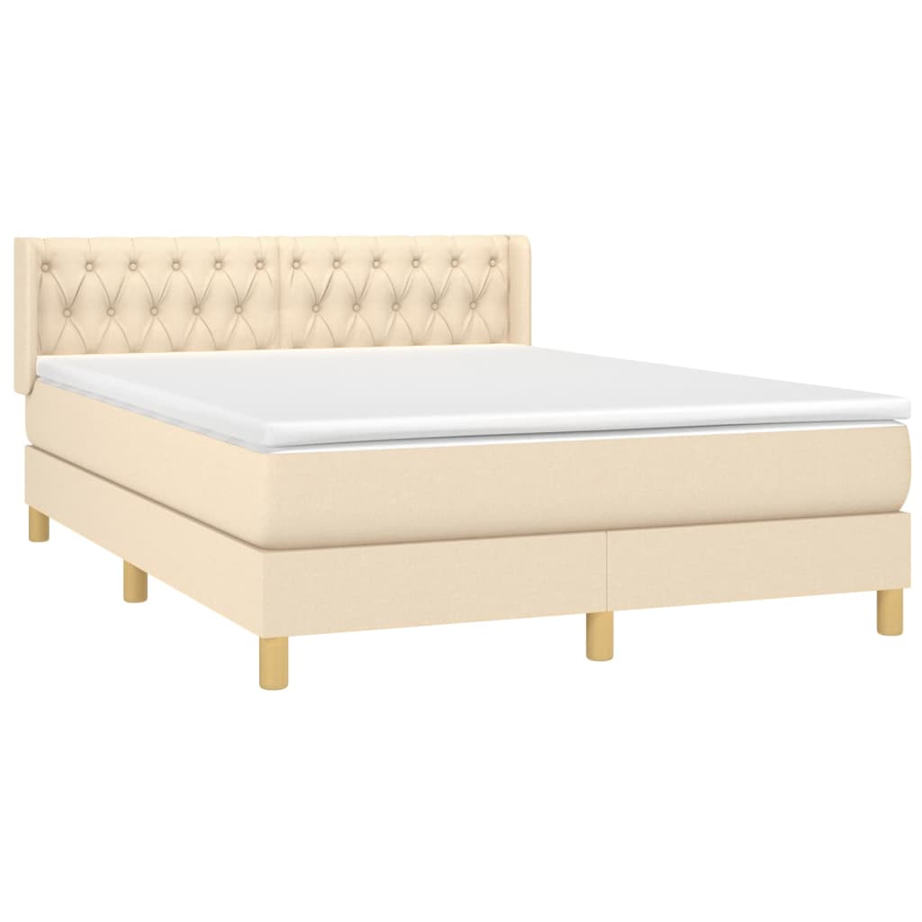 Giroletto a Molle con Materasso Crema 140x19 cm in Tessuto | homemem39