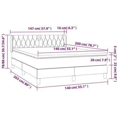 Giroletto a Molle con Materasso Grigio Scuro 140x200cm Tessuto | homemem39