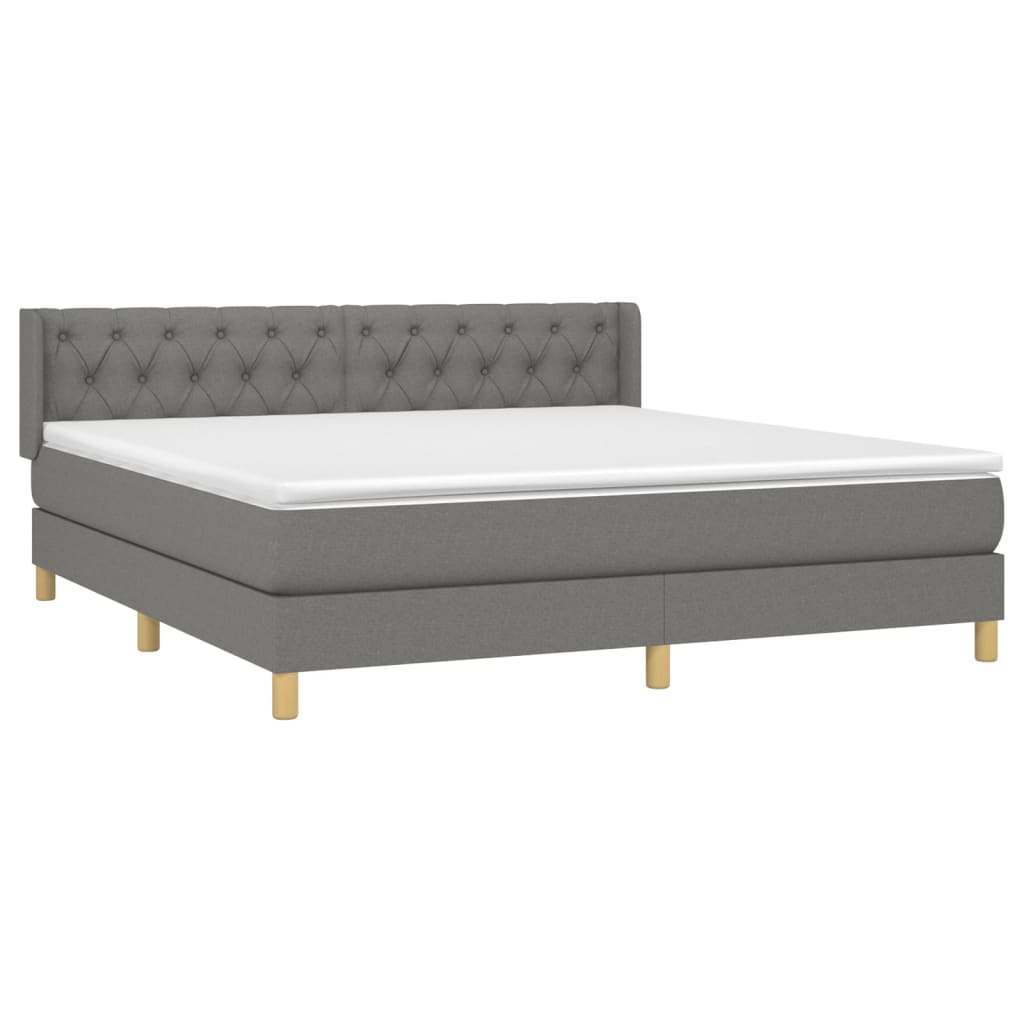 Giroletto a Molle con Materasso Grigio Scuro 160x200 cm Tessuto | homemem39
