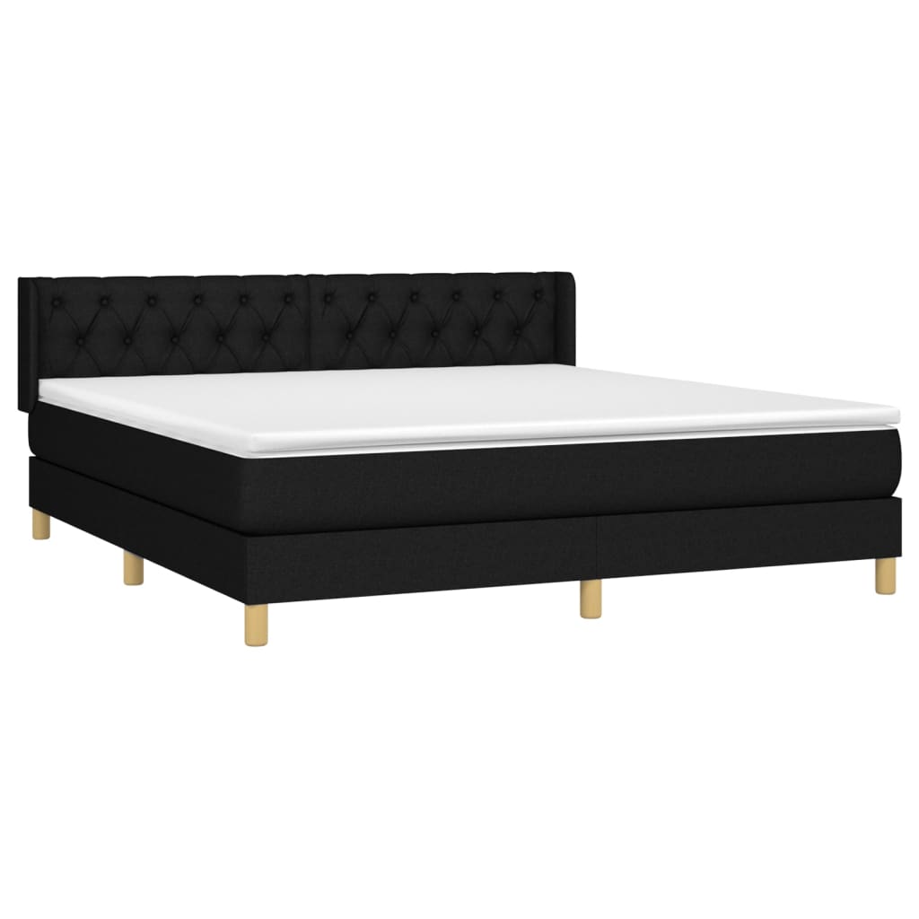 Giroletto a Molle con Materasso Nero 160x200 cm in Tessuto | homemem39