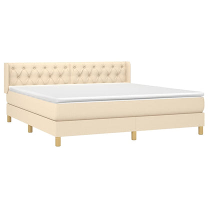 Giroletto a Molle con Materasso Crema 160x200 cm in Tessuto | homemem39