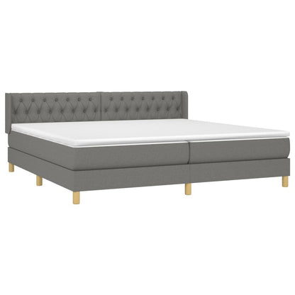 Giroletto a Molle con Materasso Grigio Scuro 200x200 cm Tessuto | homemem39