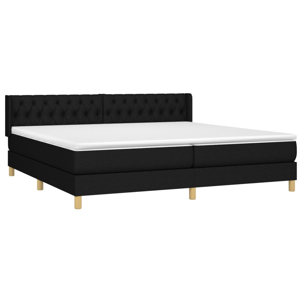 Giroletto a Molle con Materasso Nero 200x200 cm in Tessuto | homemem39