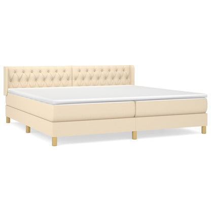Giroletto a Molle con Materasso Crema 200x200 cm in Tessuto | homemem39