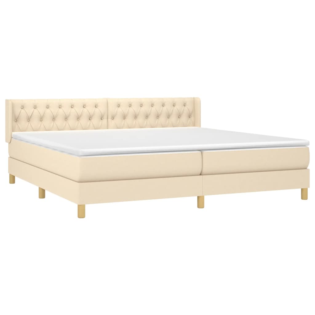 Giroletto a Molle con Materasso Crema 200x200 cm in Tessuto | homemem39