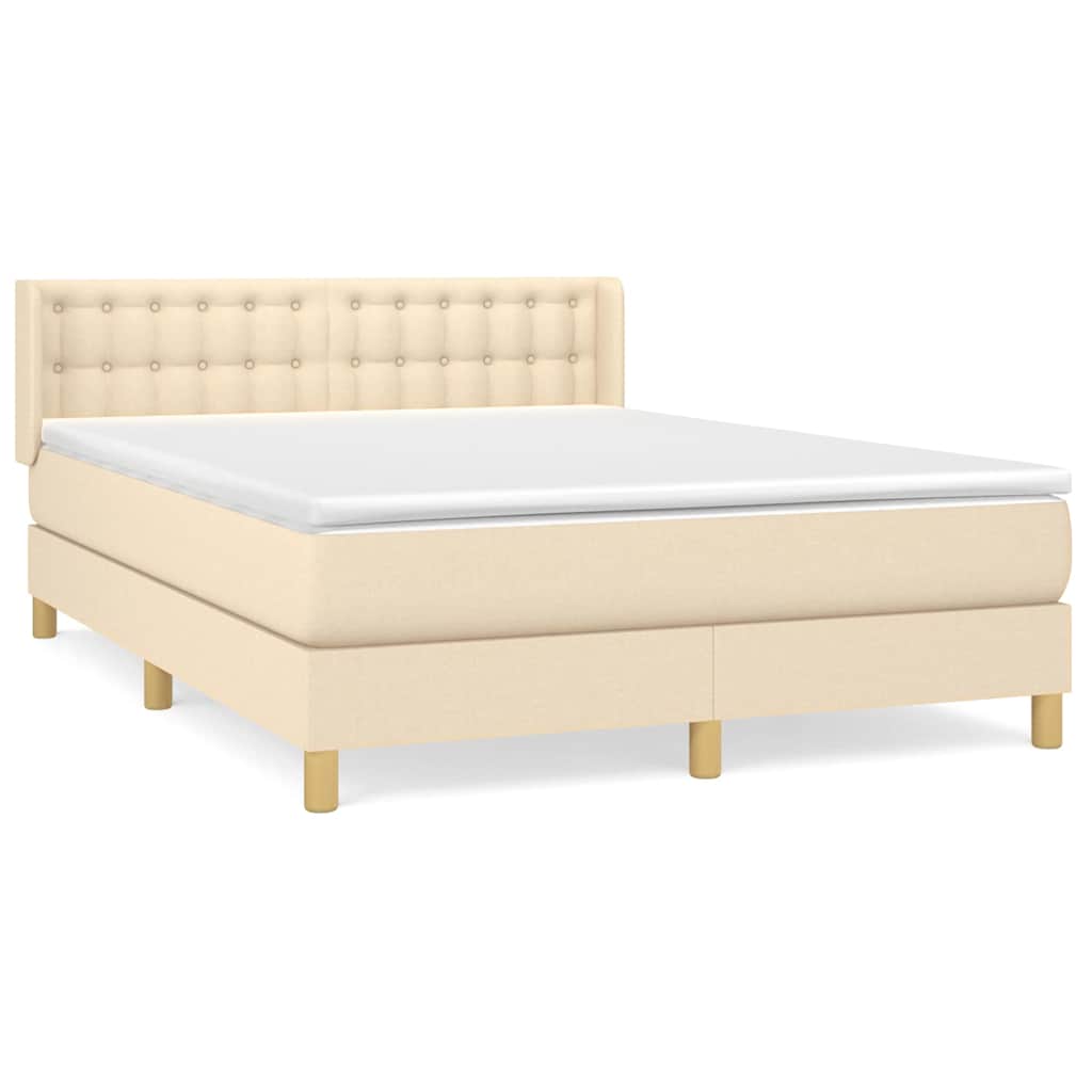 Giroletto a Molle con Materasso Crema 140x19 cm in Tessuto
