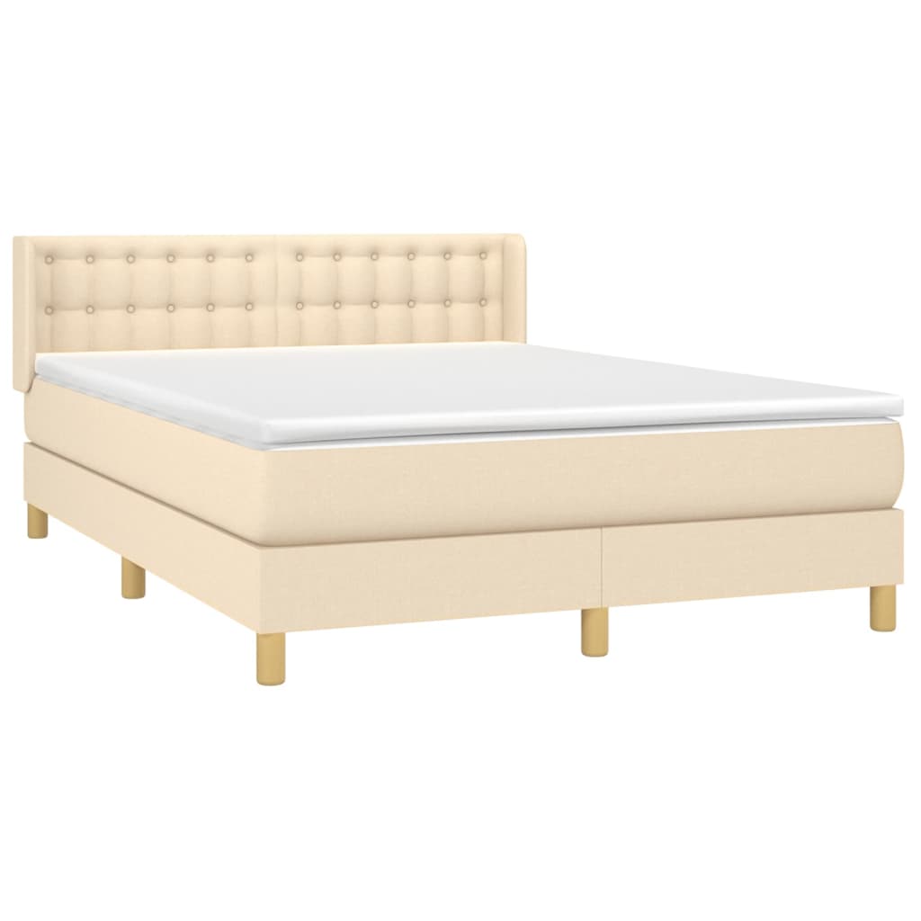 Giroletto a Molle con Materasso Crema 140x19 cm in Tessuto | homemem39