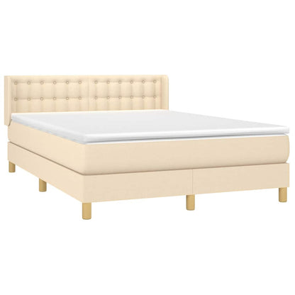 Giroletto a Molle con Materasso Crema 140x19 cm in Tessuto