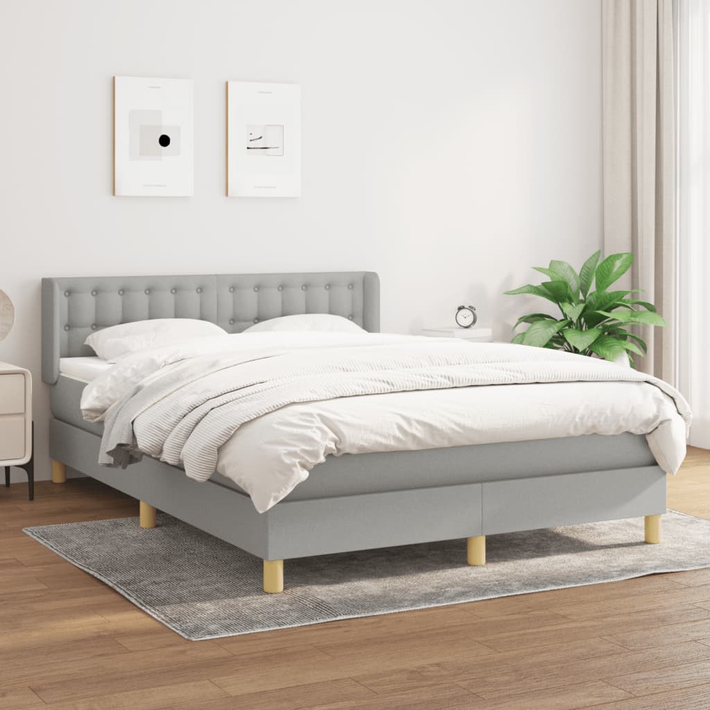 Giroletto a Molle con Materasso Grigio Chiaro 140x200cm Tessuto | homemem39