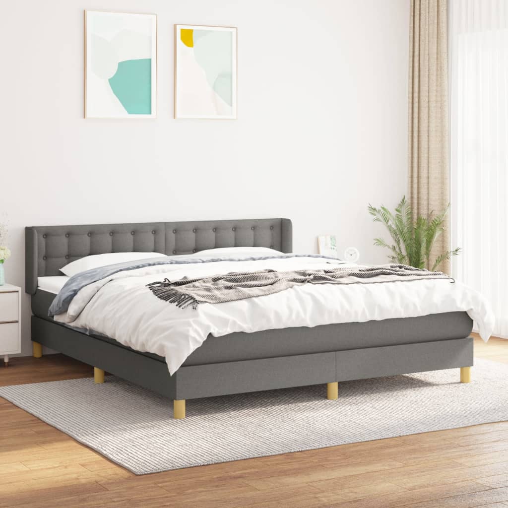 Giroletto a Molle con Materasso Grigio Scuro 160x200 cm Tessuto | homemem39