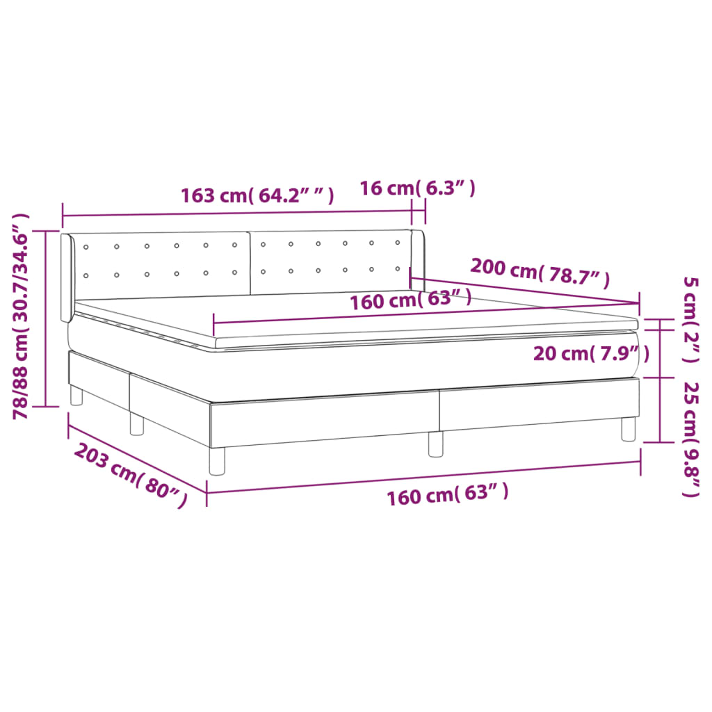 Giroletto a Molle con Materasso Tortora 160x200 cm in Tessuto | homemem39