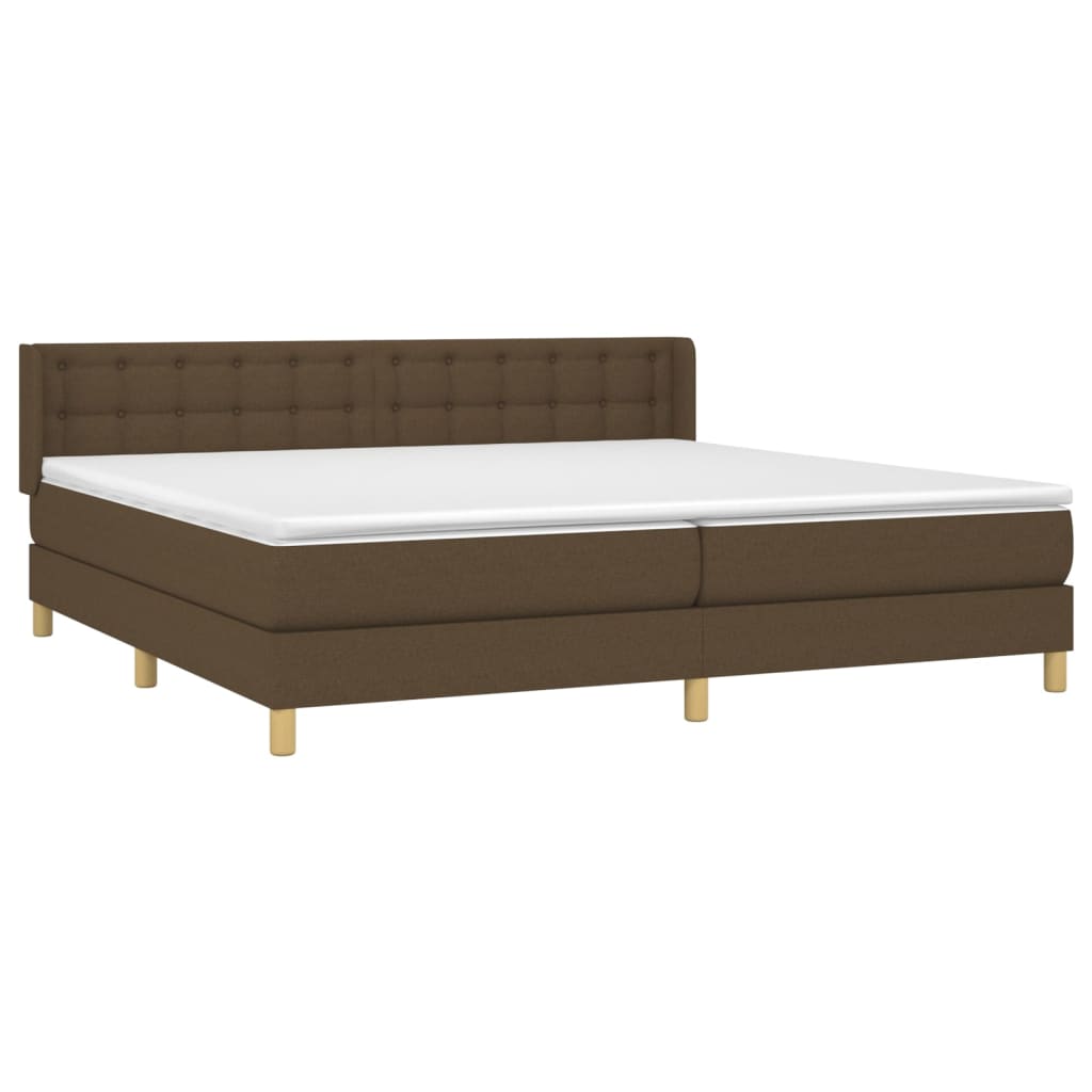 Giroletto a Molle con Materasso Marrone Scuro 180x200cm Tessuto